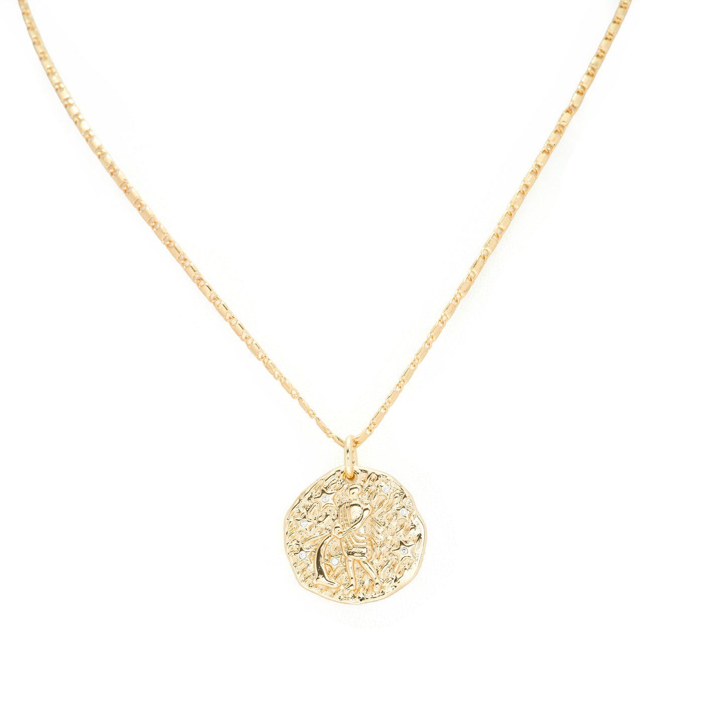 Gold Plated Hammered Coin Pendant Necklace | Ancient-Inspired Elegance