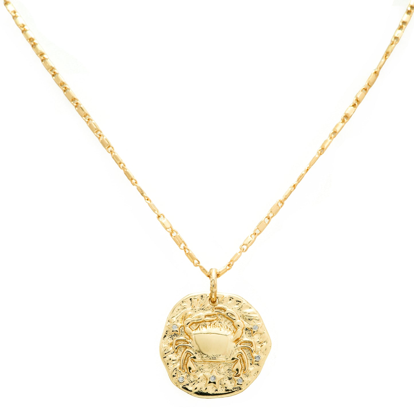 Gold Plated Cancer Zodiac Coin Pendant Necklace | Nurturing & Intuitive Energy