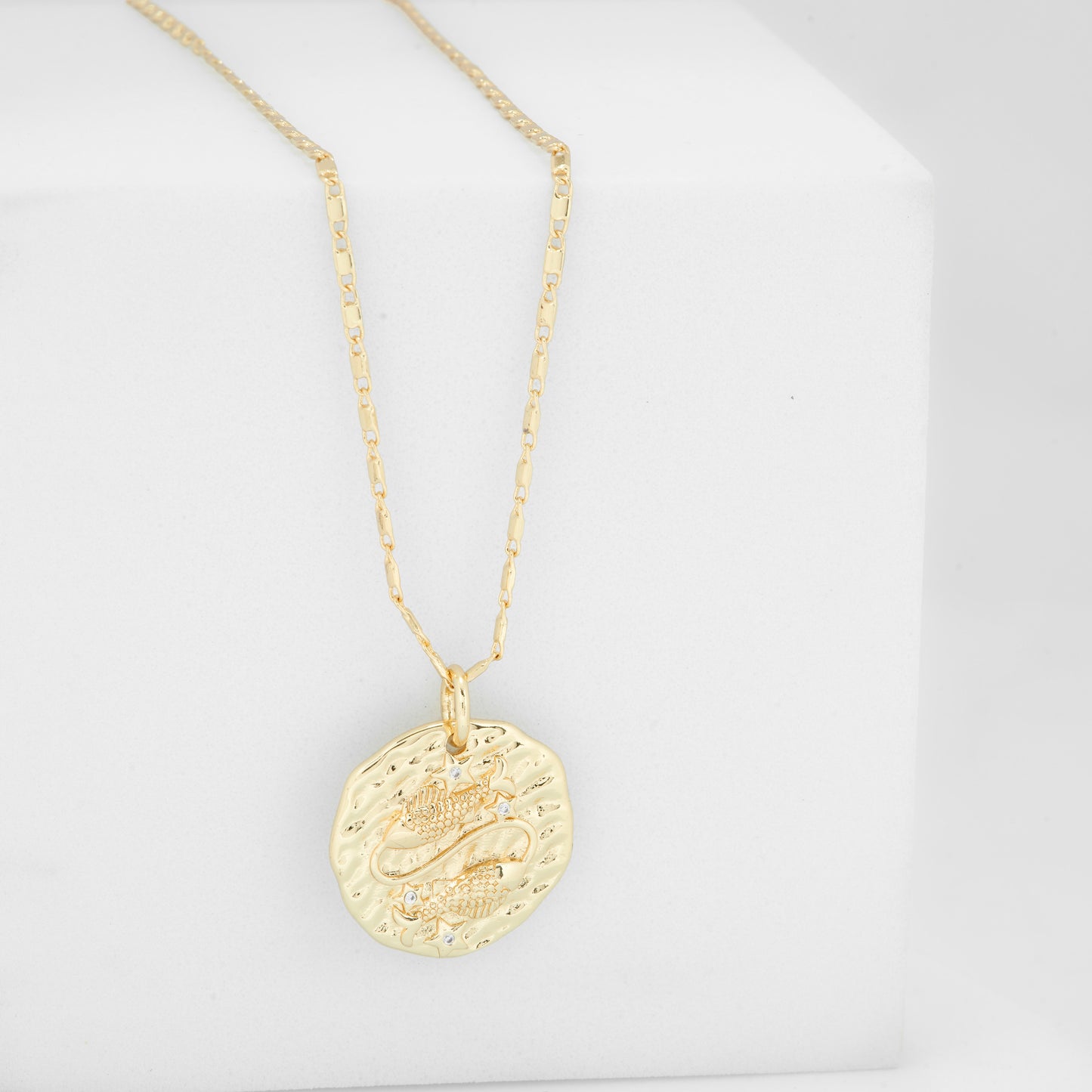 Gold Plated Vintage Coin Pendant Necklace | Handcrafted Textured Design