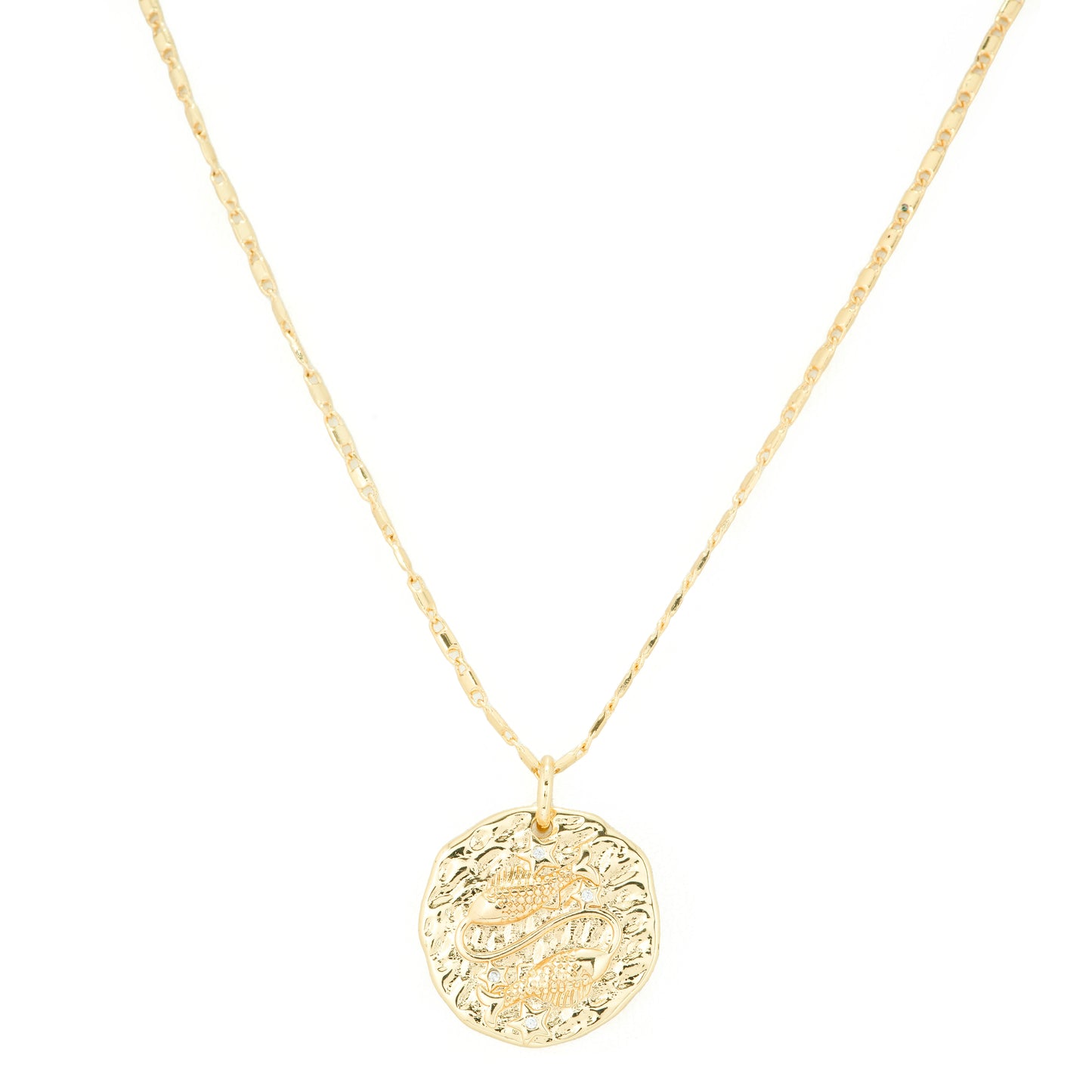 Gold Plated Vintage Coin Pendant Necklace | Handcrafted Textured Design