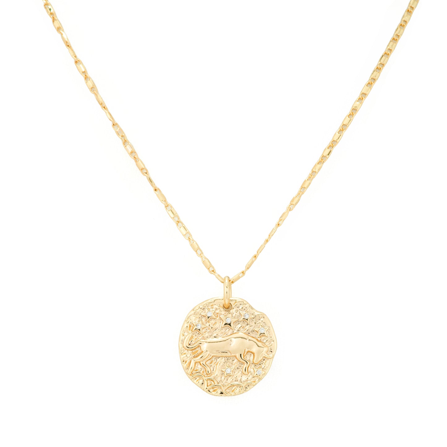 Gold Plated Leo Zodiac Coin Pendant Necklace | Bold & Radiant Charm
