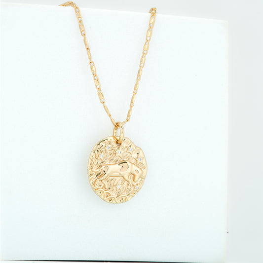 Gold Plated Leo Zodiac Coin Pendant Necklace | Bold & Radiant Charm