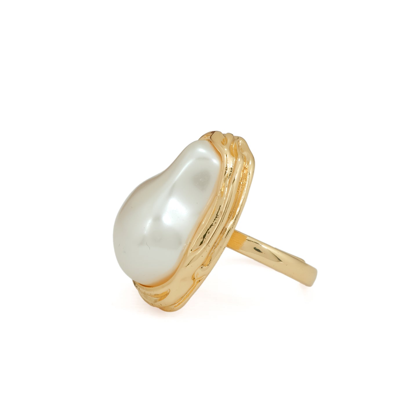 Luxury Pearl Jewelry Set for Women | Gold Plated Necklace Bracelet Earrings and Ring with Baroque Pearls | Elegant Wedding and Party Jewelry