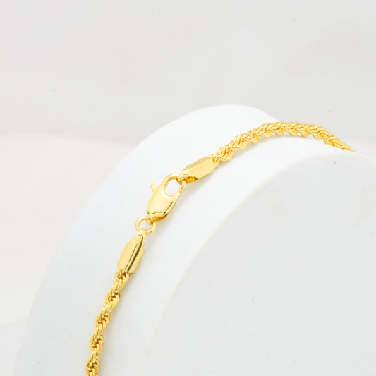 Thin Gold Rope Chain Necklace for Men and Women | Lightweight Everyday Jewelry | Simple Twisted Link Chain for Layering and Daily Wear