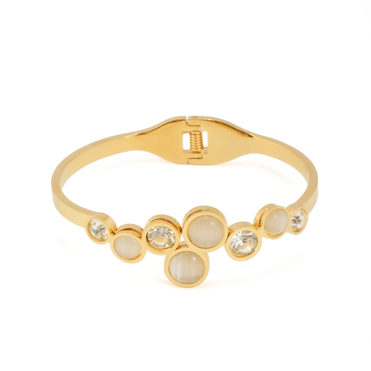 Gold Plated White Stone Jewelry Gift Set for Women | Complete Combo with Necklace, Earrings, Ring and Bracelet – Perfect for Gifts and Celebration Wear