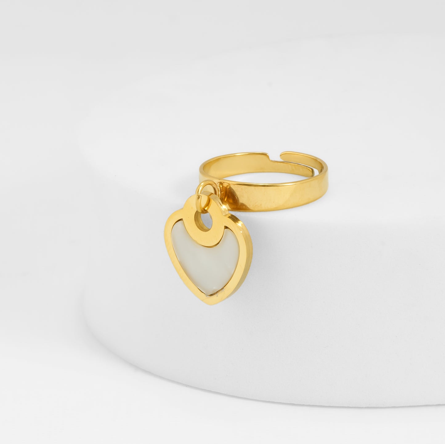 Gold Plated Heart Jewelry Set with Mother of Pearl | Elegant Necklace, Earrings, Bracelet and Ring – Beautiful Gift Hamper