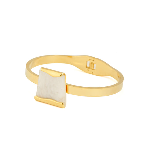 Gold Plated Mother of Pearl Jewelry Set for Women | Beautiful Gift Combo Featuring Necklace, Earrings, Bracelet and Ring