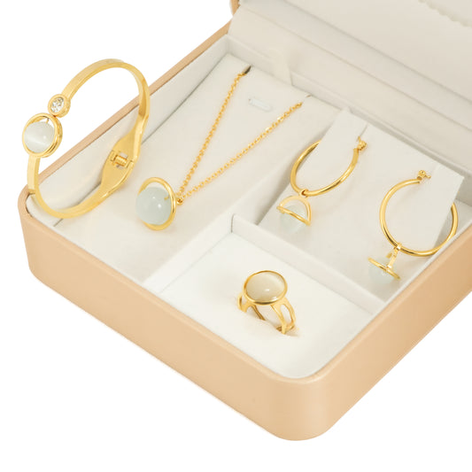 Gold Plated Pastel Gemstone Jewelry Set | Premium Gift Box and Jewelry Hamper for Girls – Perfect for Party and Celebration Looks