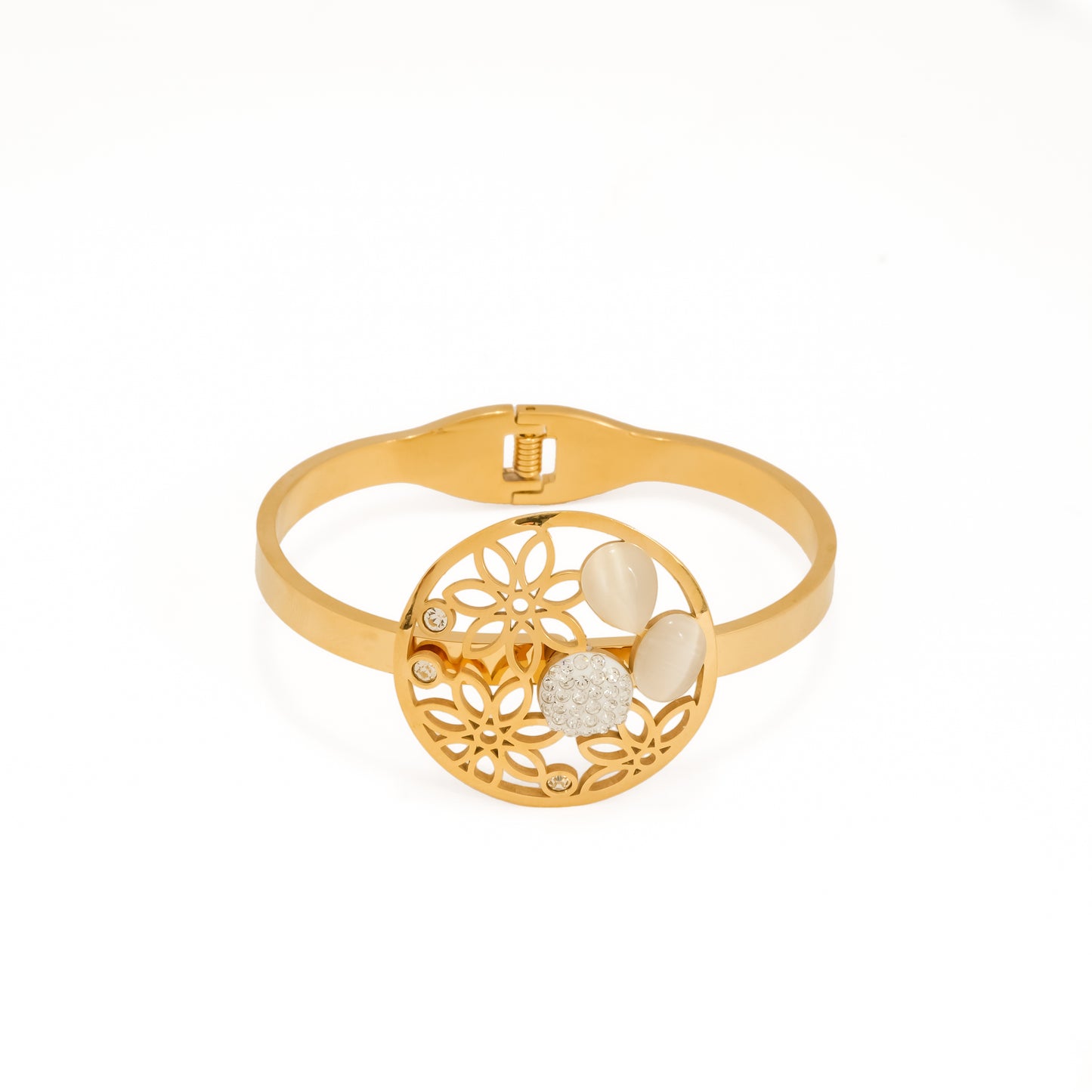 Gold Plated Floral Cut Jewelry Set with Necklace, Earrings, Bracelet & Ring | Gift Box and Jewelry Hamper for Girls – Ideal Gift for Wife, Sister or Daughter