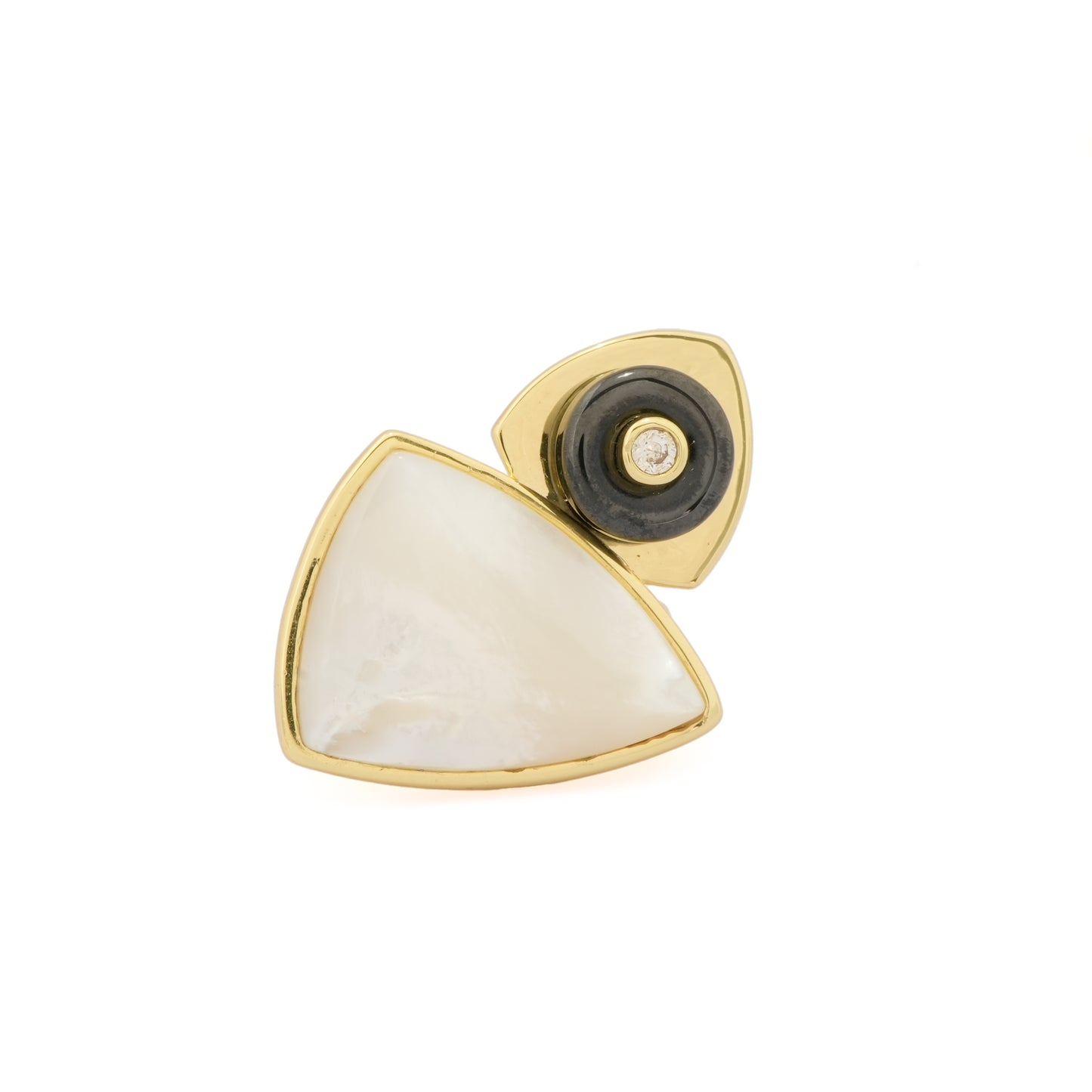Abstract Dual Stone Ring for Women in Gold Finish with White and Black Stone Design | Stylish Statement Fashion Jewelry for Party, Wedding, Daily Wear