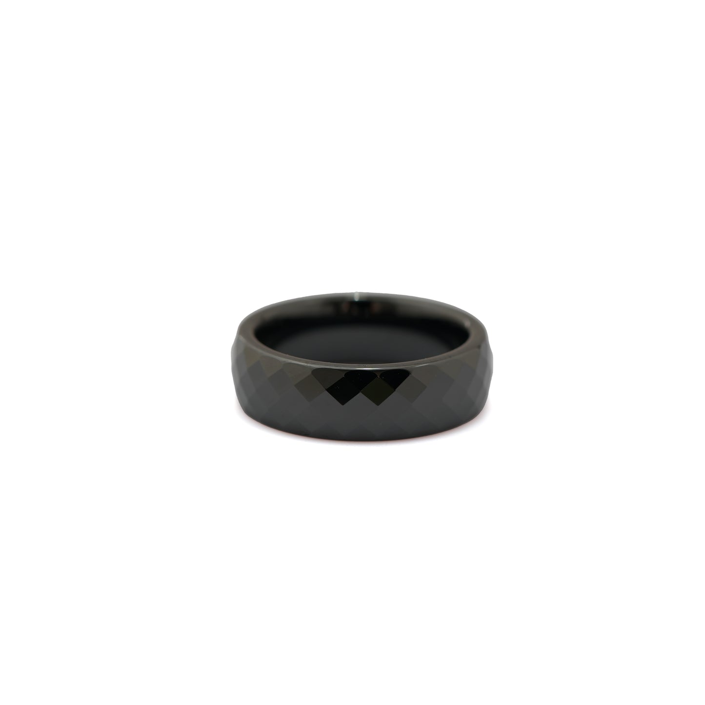 Black Ceramic Band Ring for Men and Women with Faceted Surface Design | Stylish Minimal Fashion Jewelry for Daily Wear, Party and Casual Outfits