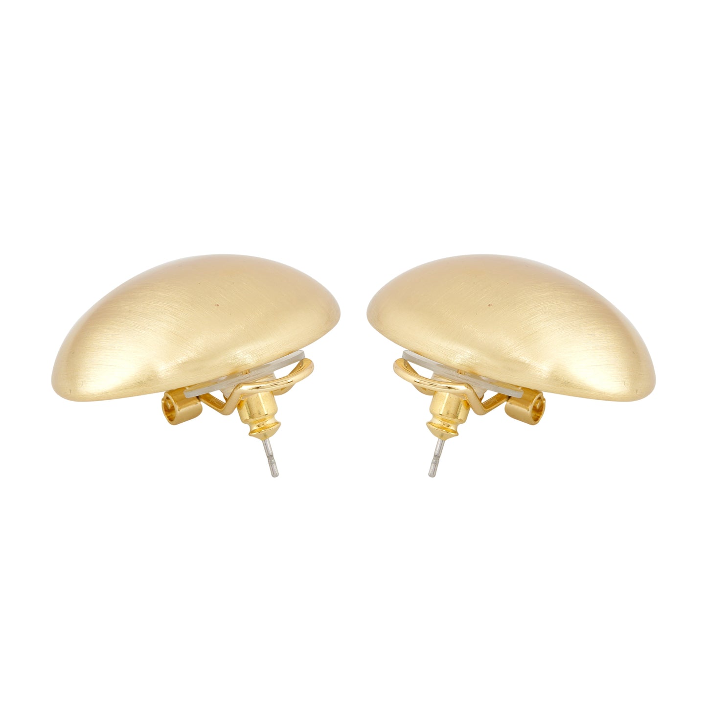 Classic Gold-Plated Round Dome Earrings with Satin Finish for Effortless Everyday Elegance