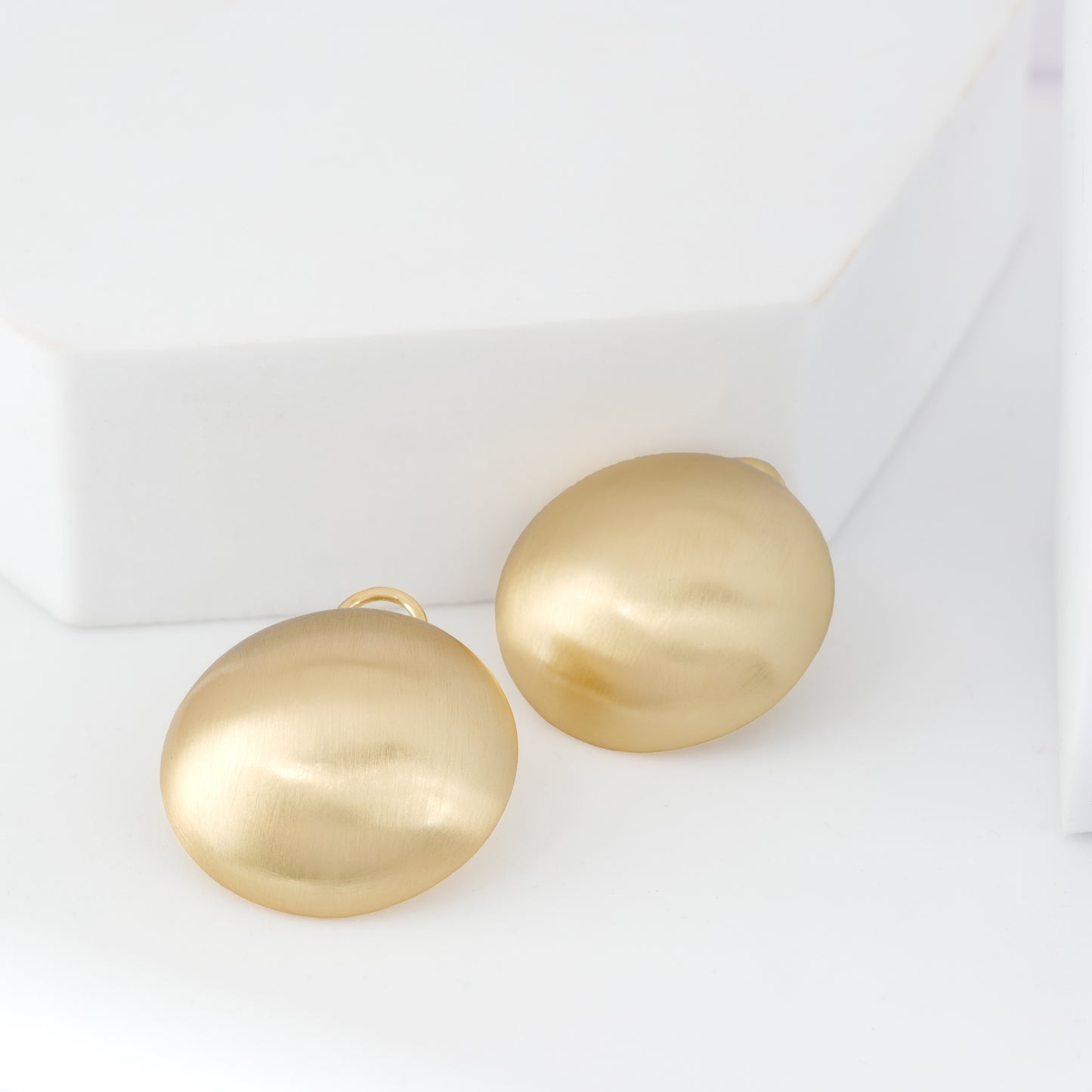Classic Gold-Plated Round Dome Earrings with Satin Finish for Effortless Everyday Elegance