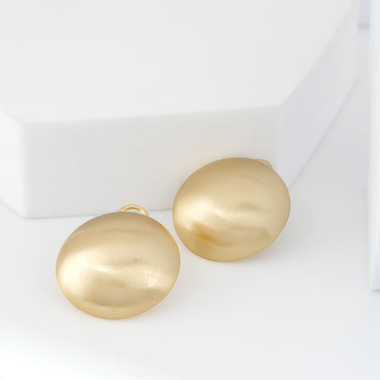 Classic Gold-Plated Round Dome Earrings with Satin Finish for Effortless Everyday Elegance