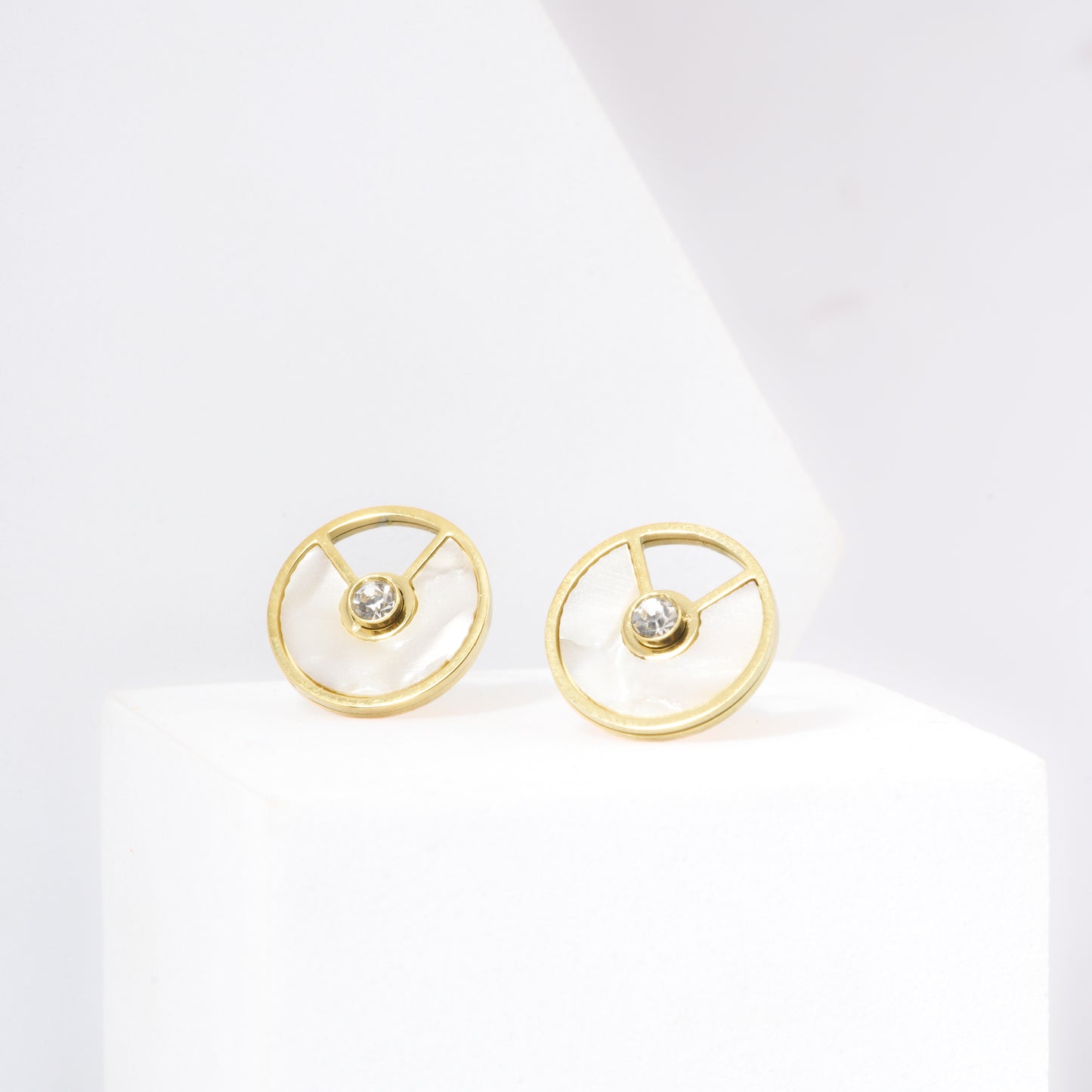 Mahttab Mother of Pearl Geometric Earrings