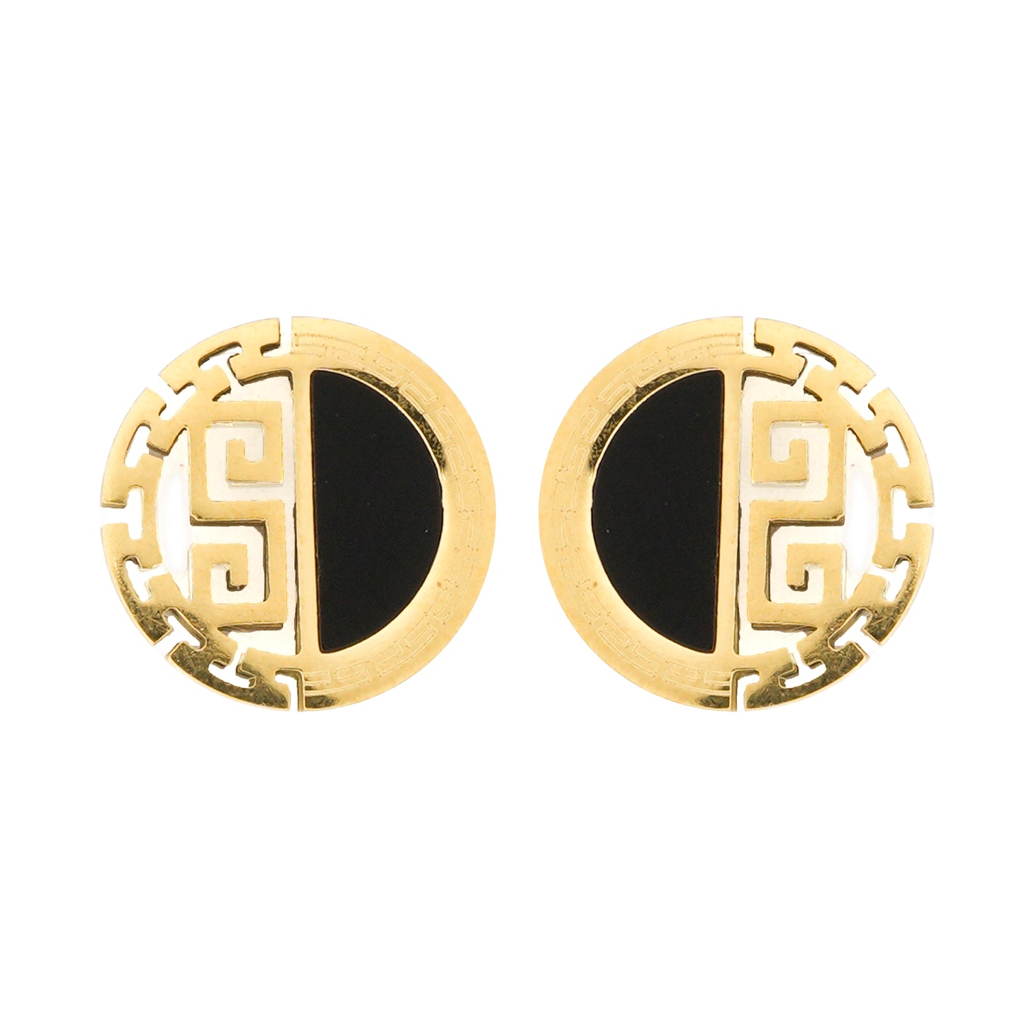Mahttab Greek Key and Black Onyx Earrings