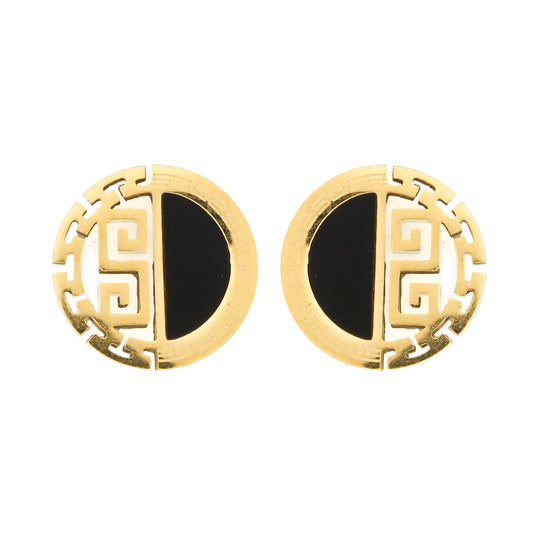 Mahttab Greek Key and Black Onyx Earrings