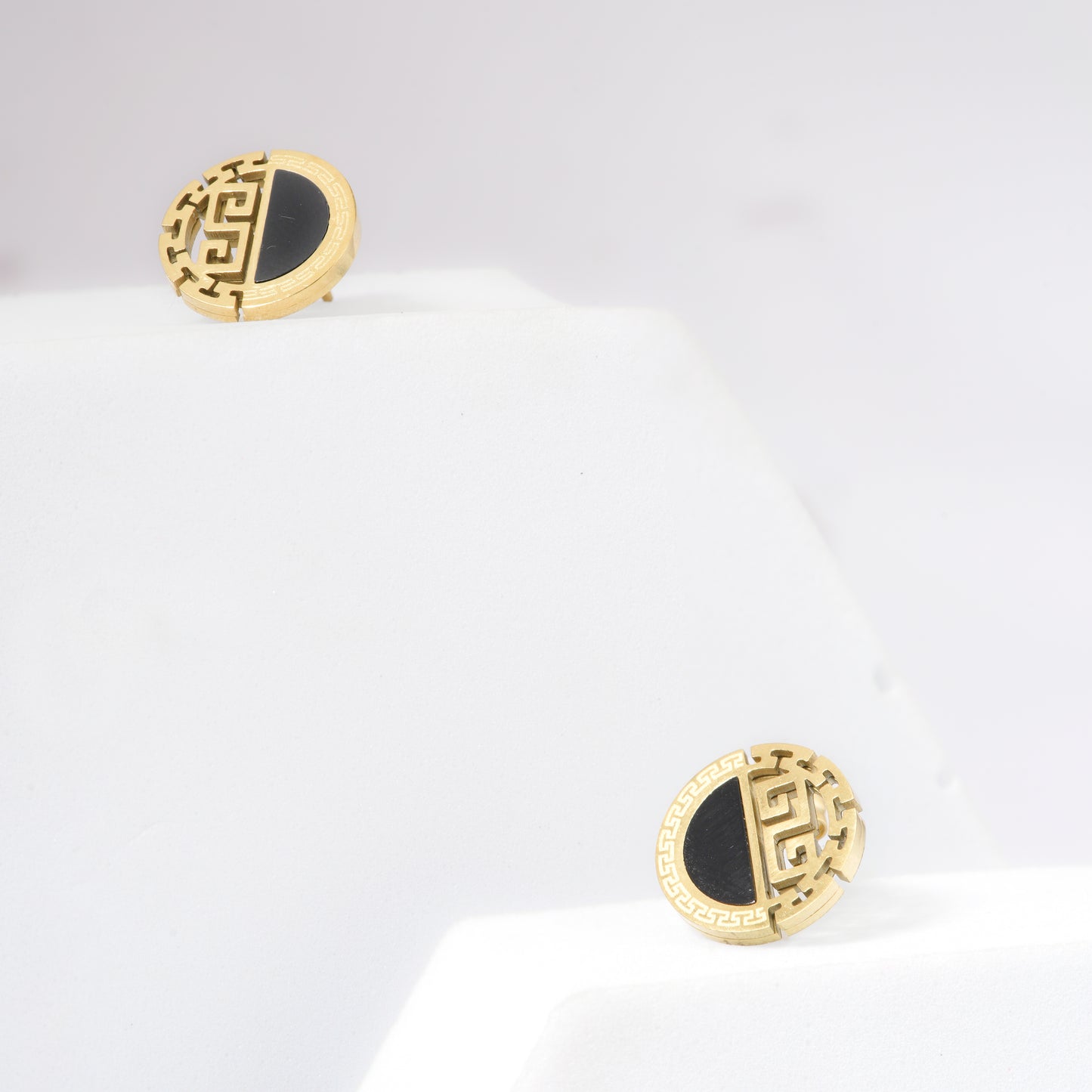 Mahttab Greek Key and Black Onyx Earrings