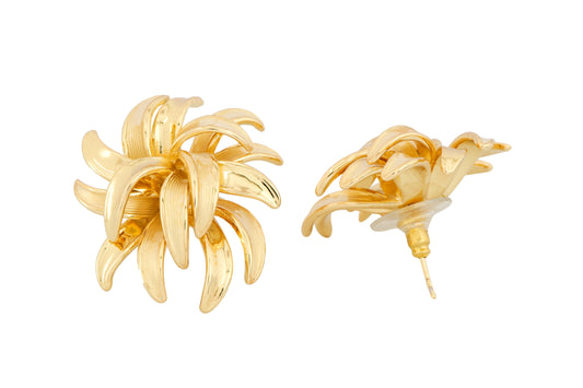 Radiant Gold-Plated Floral Burst Earrings with Contemporary Petal Design for Timeless Elegance