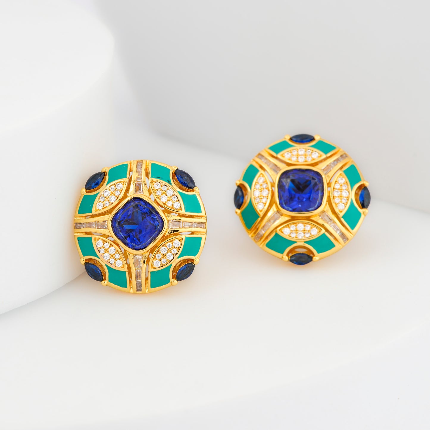 Blue and Teal Enamel Studs