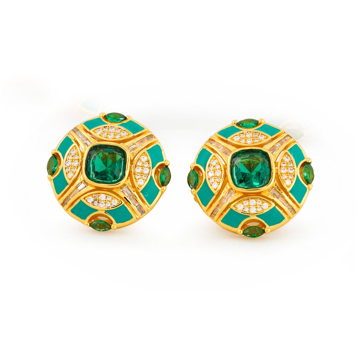 Regal Green and Gold Earrings