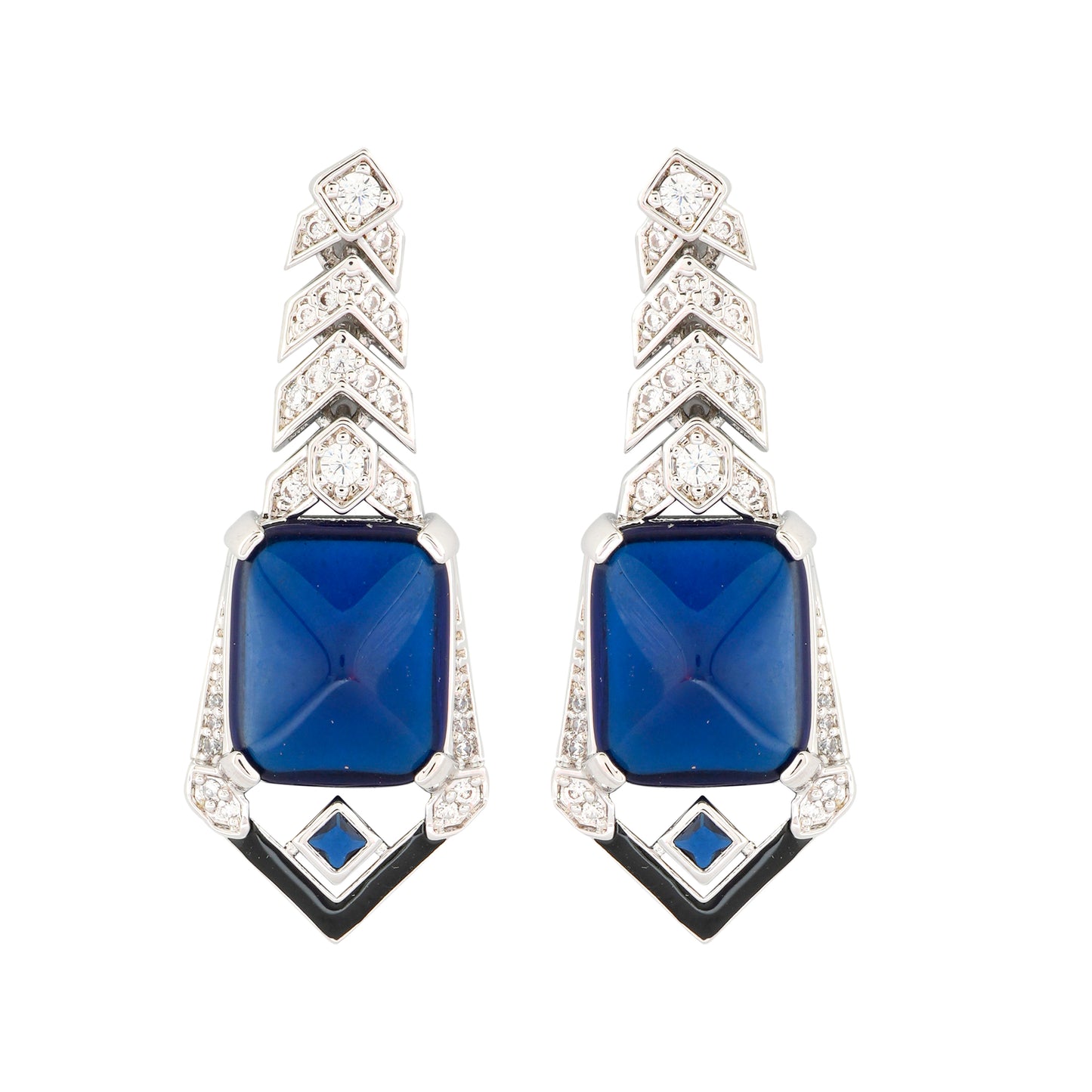 Classic Blue Stone and Diamond Drop Earrings with Radiant Blue Gemstone