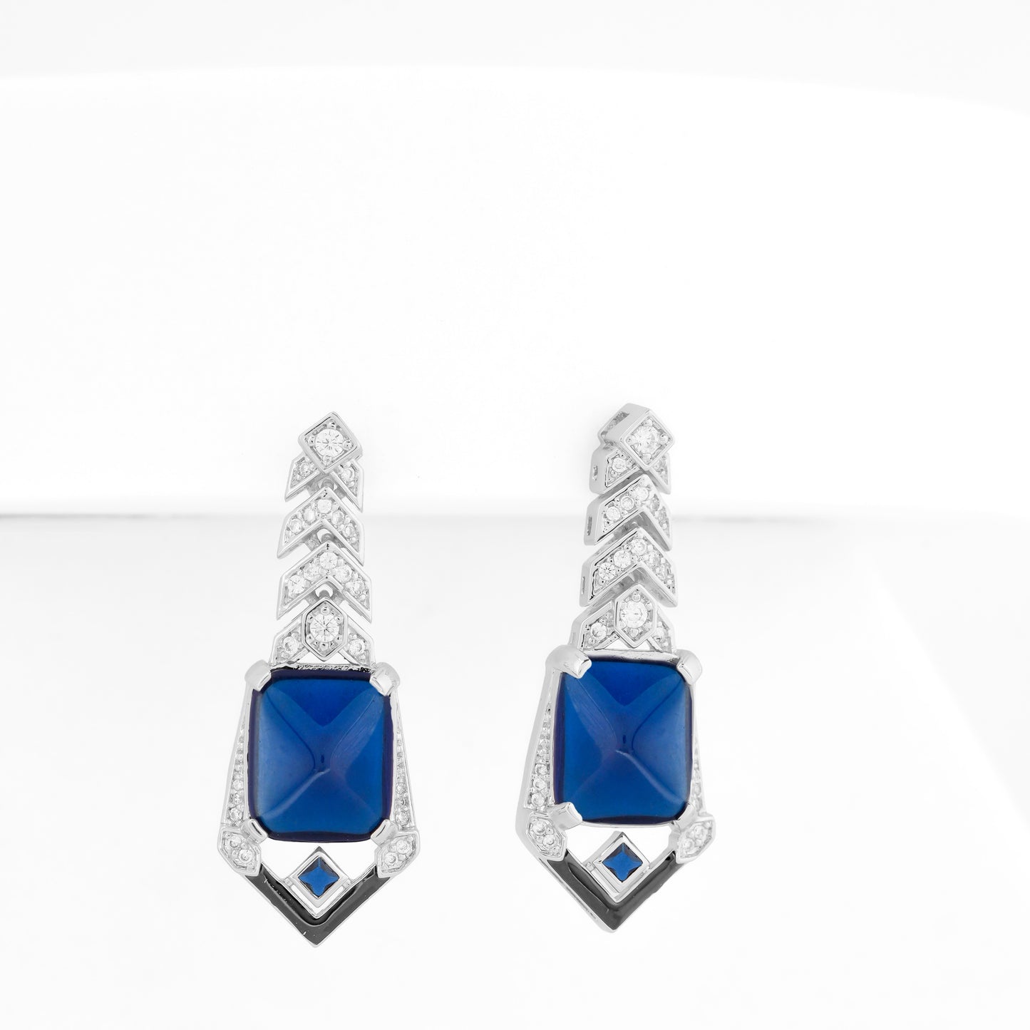Classic Blue Stone and Diamond Drop Earrings with Radiant Blue Gemstone