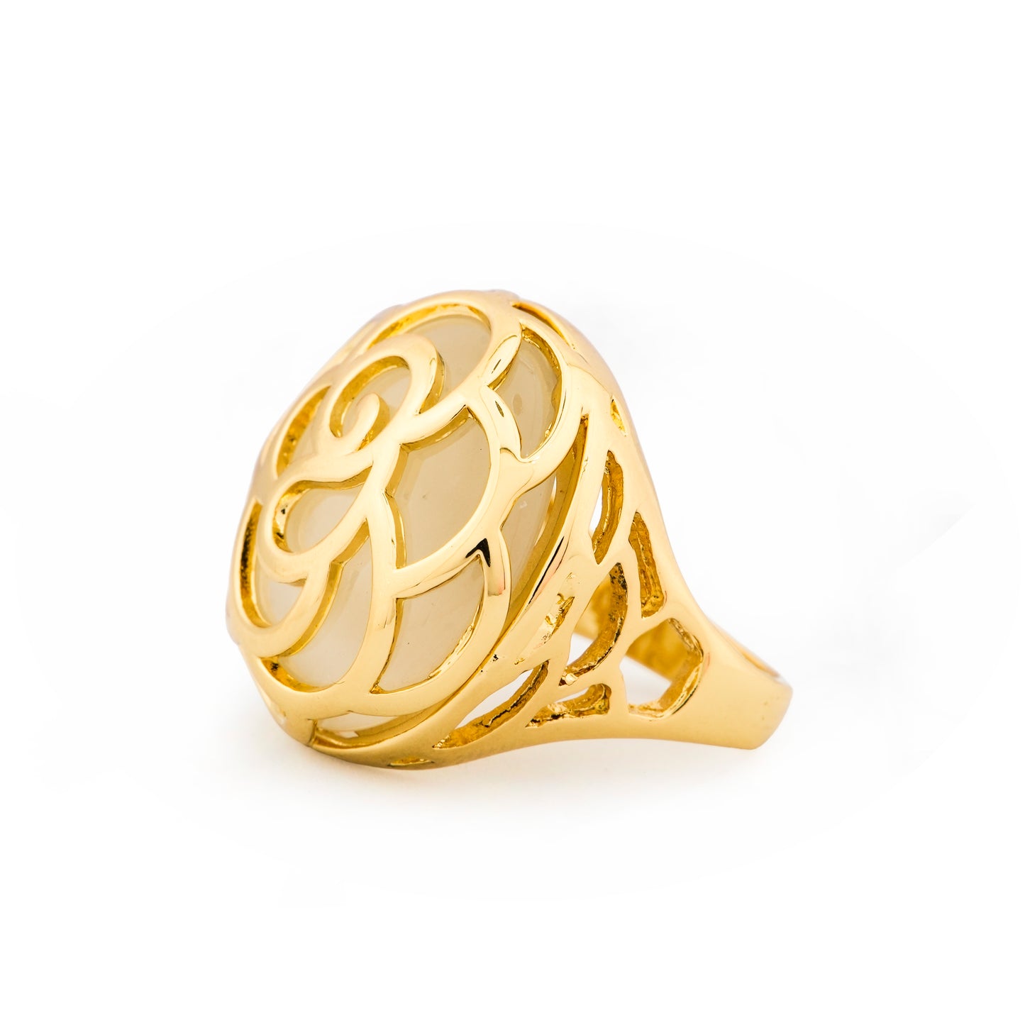 Filigree Dome Gold Plated Round Floral Design Ring for Women | Stylish Statement Fashion Jewelry for Daily Wear, Parties, Weddings and Festive Occasions