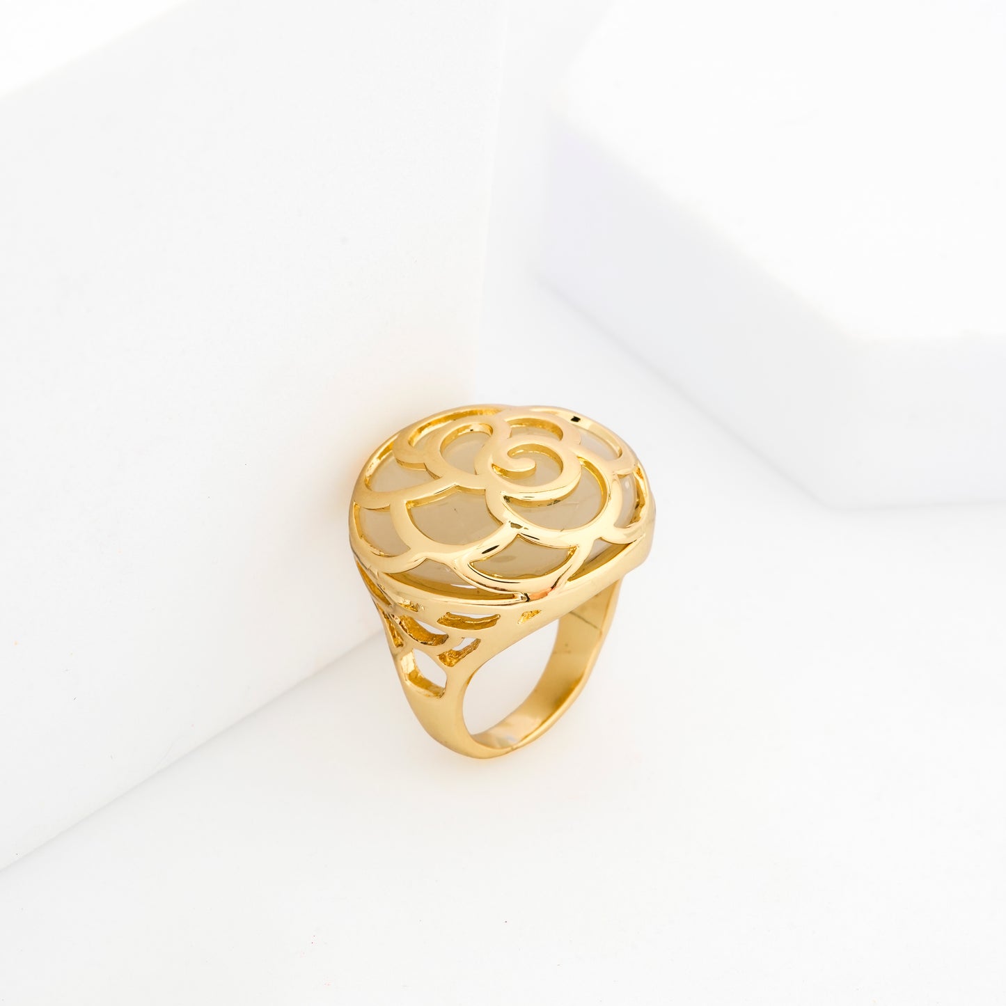 Filigree Dome Gold Plated Round Floral Design Ring for Women | Stylish Statement Fashion Jewelry for Daily Wear, Parties, Weddings and Festive Occasions