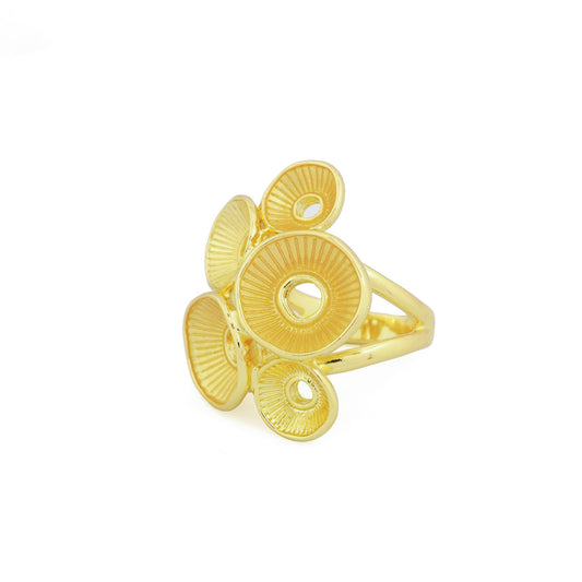 Gold Finish Multi-Circle Abstract Cocktail Ring with Textured Detailing | Contemporary Statement Jewelry for Parties and Festive Occasions
