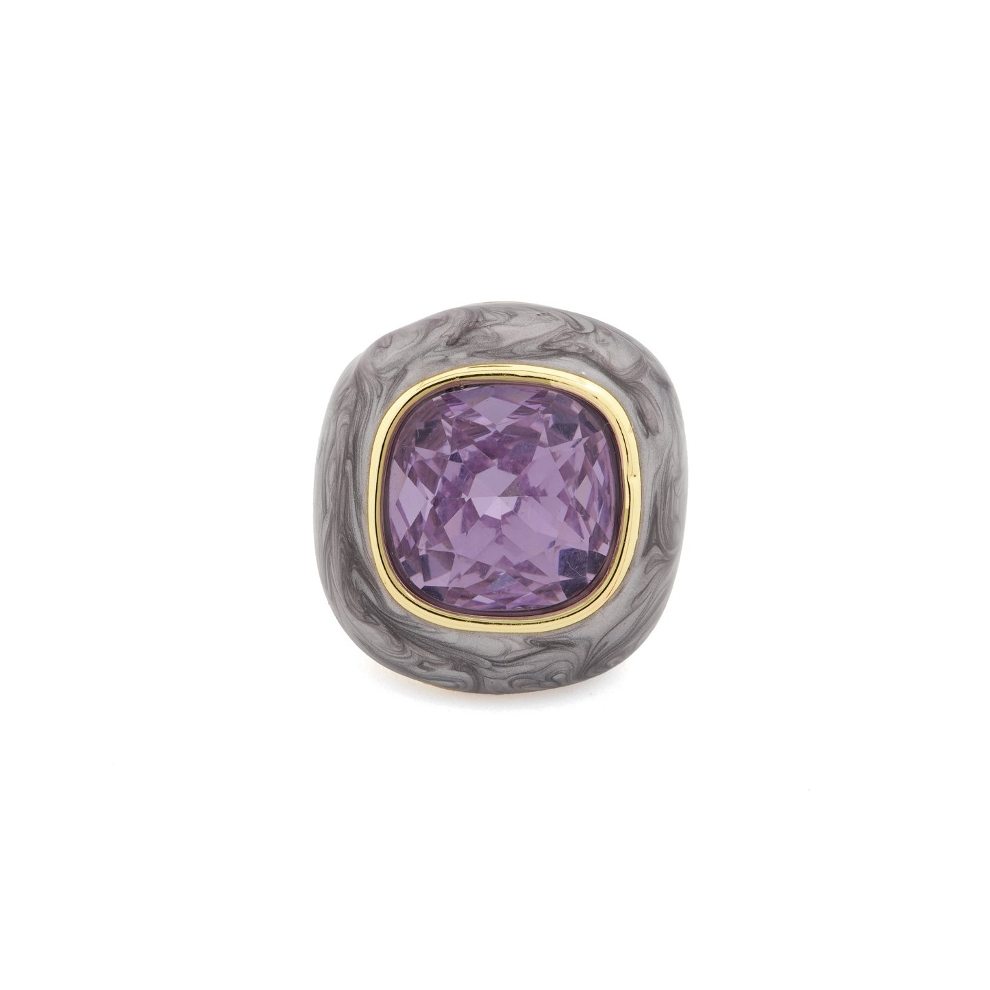 Purple Stone Ring with Artistic Grey Textured Detailing | Statement Cocktail Jewelry for Women with Contemporary Luxury Appeal