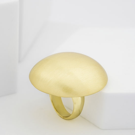 Gold Finish Mushroom Ring | Minimalist Statement Jewelry for Parties, Festive Wear, and Modern Styling