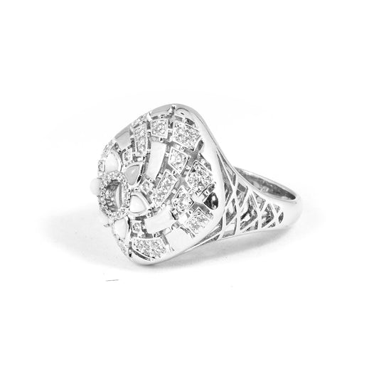 Silver Finish Statement Ring for Women with Sparkling Diamond Look Design | Fashion Jewelry for Party, Wedding, Engagement and Daily Wear