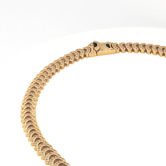 Gold-Plated Coral Red & Black Enamel Statement Necklace – Royal Designer Jewelry