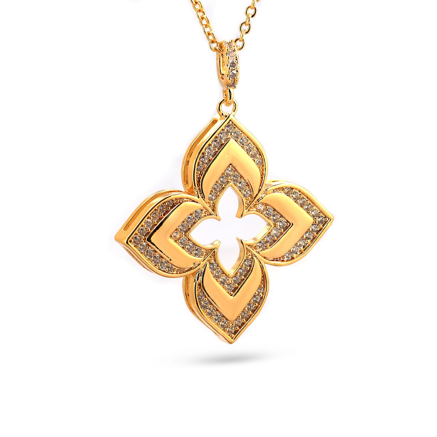 Gold Floral Drop Earrings and Pendant Necklace Set for Women | Designer Statement Jewelry | Elegant Party & Festive Wear