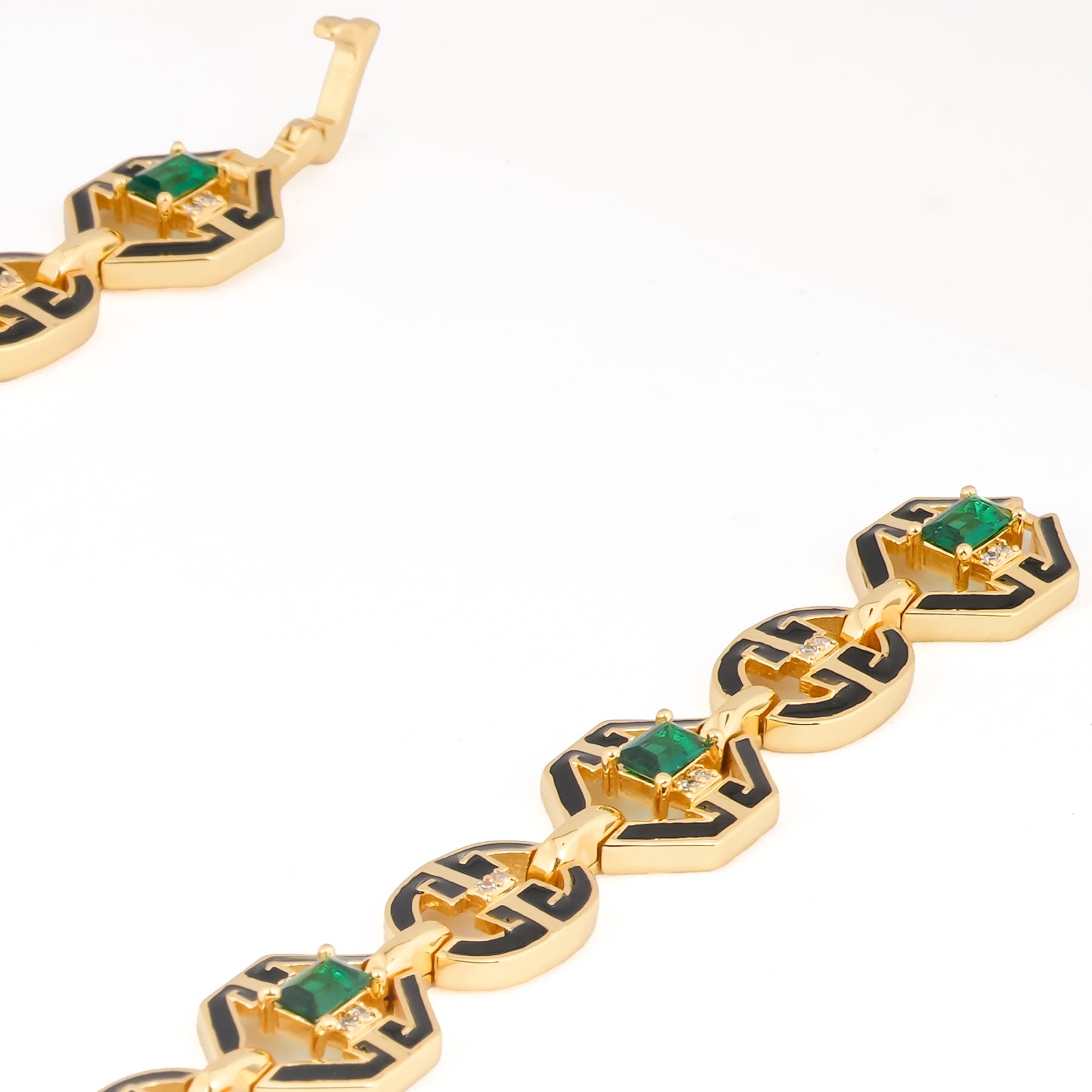 Emerald Green & Black Enamel Art Deco Necklace – Bold Statement Jewelry for Luxe Styling