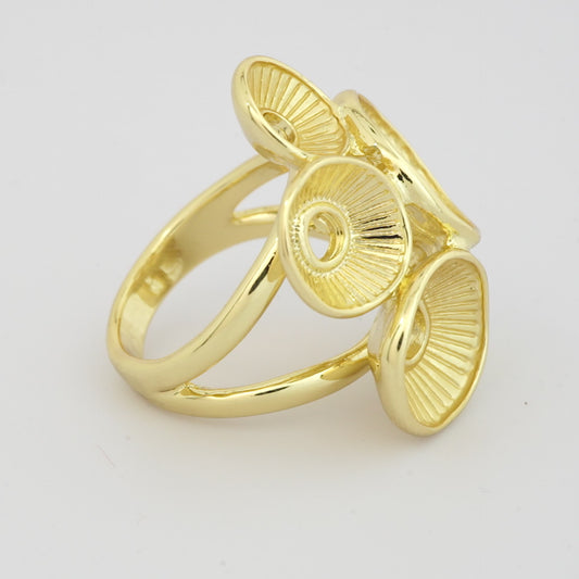 Gold Finish Multi-Circle Abstract Cocktail Ring with Textured Detailing | Contemporary Statement Jewelry for Parties and Festive Occasions