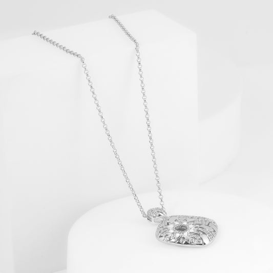 Silver Pendant Necklace for Women | Cushion Cut Sparkling Pendant with Chain | Elegant Everyday and Party Jewelry