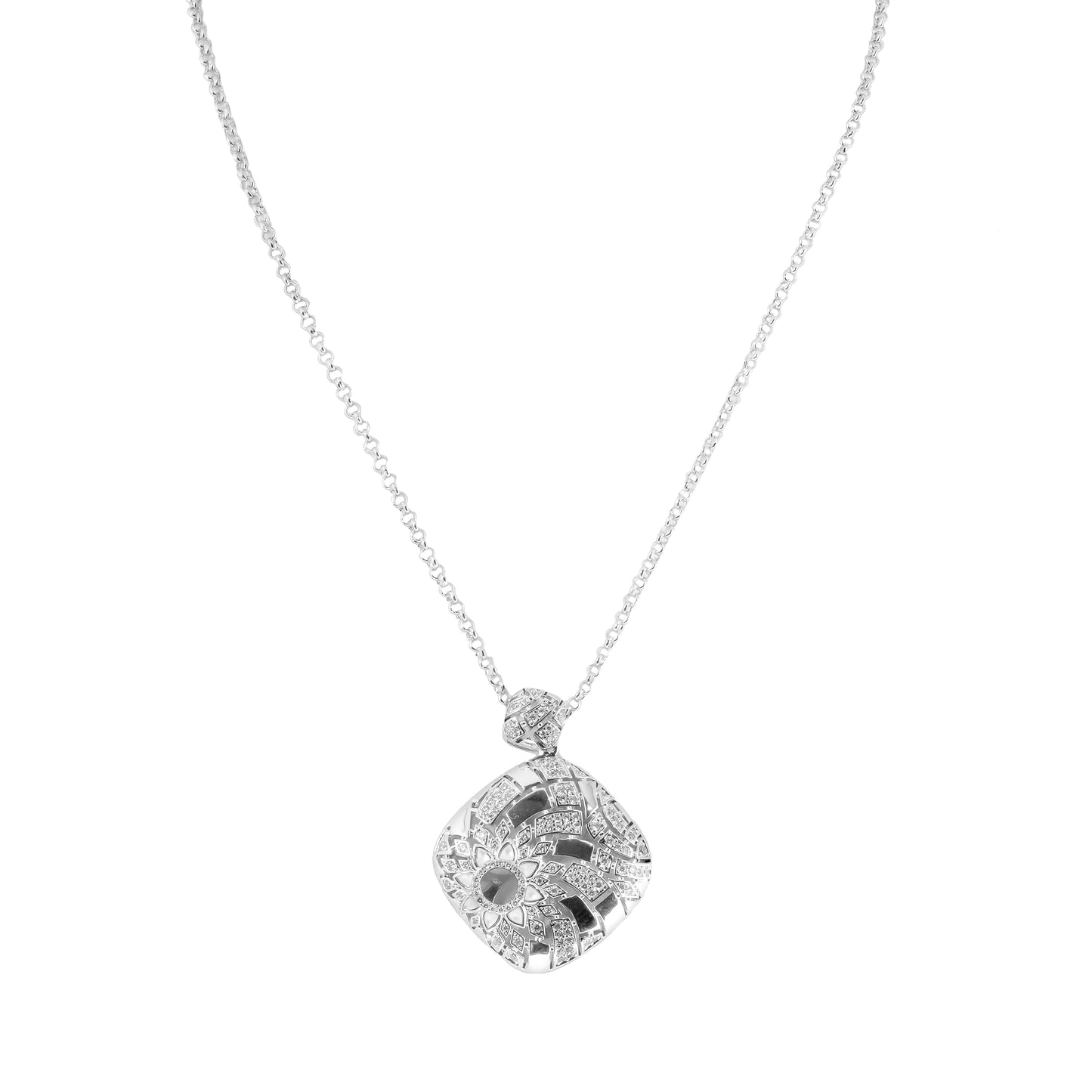 Silver Pendant Necklace for Women | Cushion Cut Sparkling Pendant with Chain | Elegant Everyday and Party Jewelry