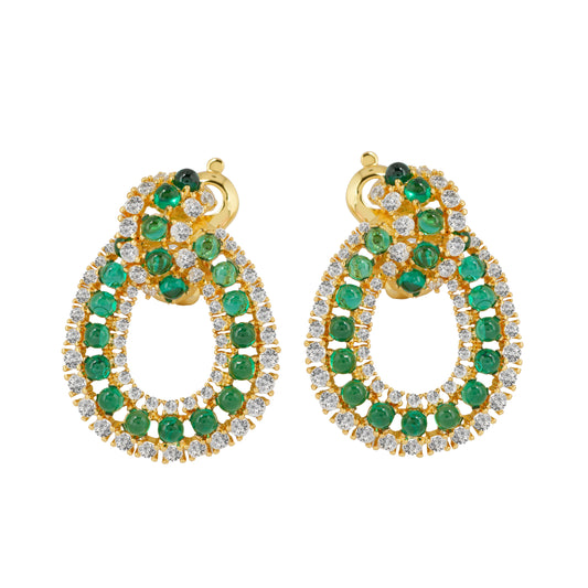Emerald and Diamond Gild Teardrop Earrings