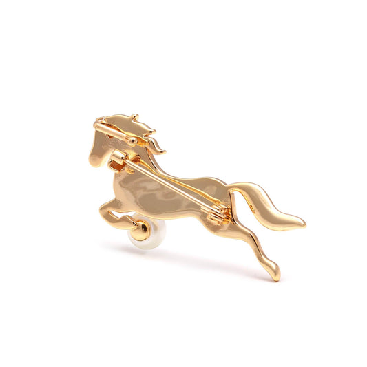 Mother-of-Pearl Rearing Horse Brooch