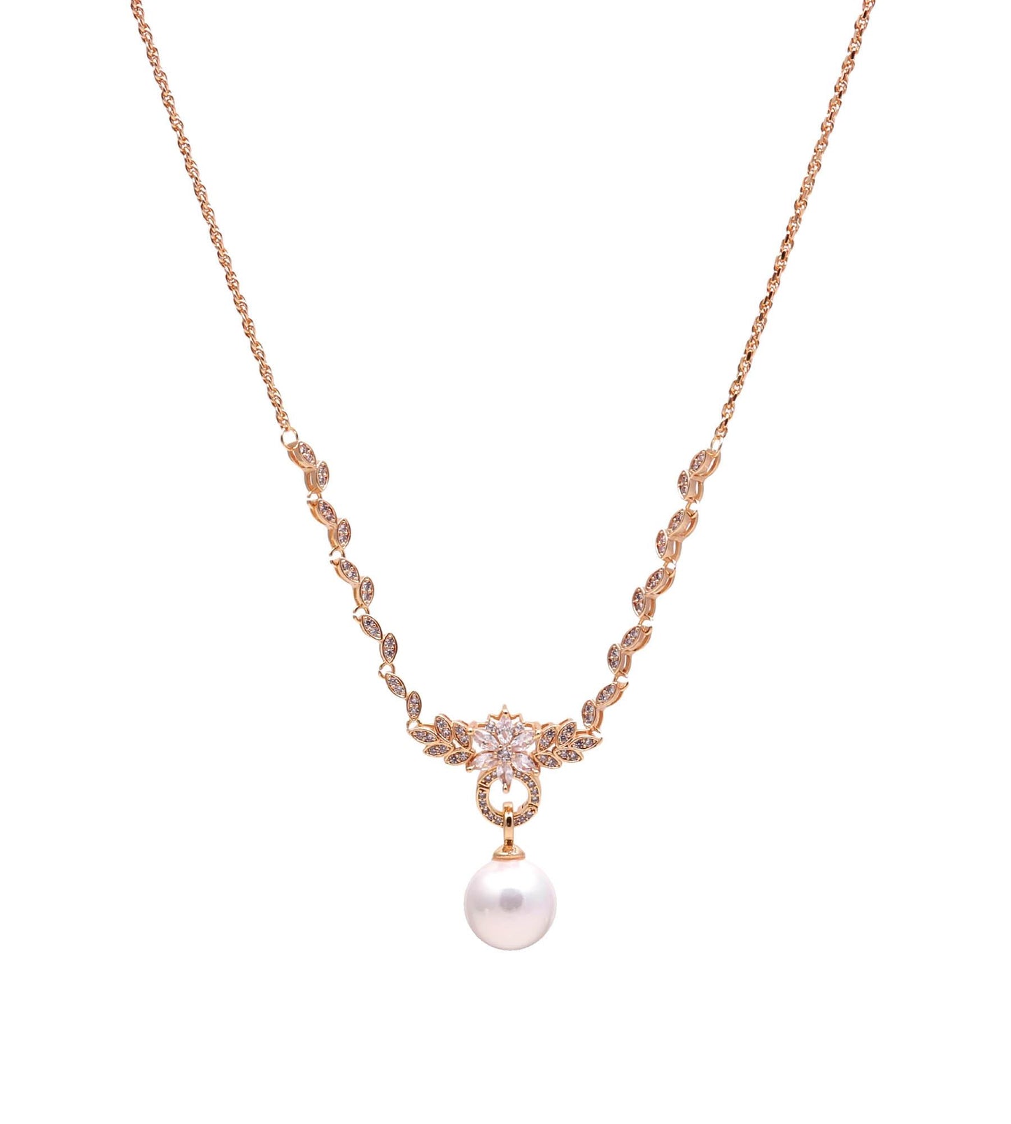 The Rose Gold Floral Pearl Drop