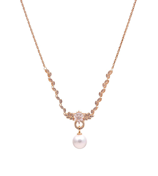 The Rose Gold Floral Pearl Drop