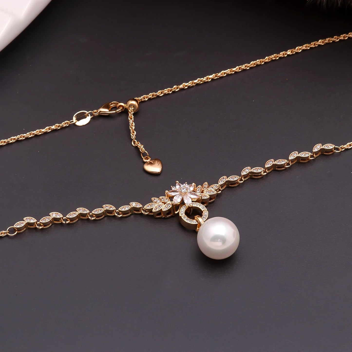 The Rose Gold Floral Pearl Drop