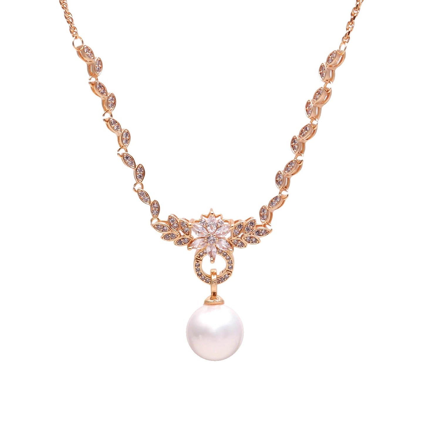 The Rose Gold Floral Pearl Drop
