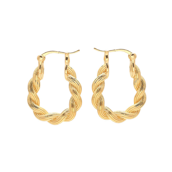 Gold-Plated Braided Rope-Design Hoop Earrings with Textured Detailing for Classic Charm and Stylish Sophistication