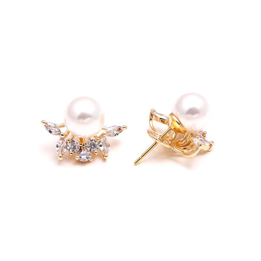 Marquise Wing Pearl Studs