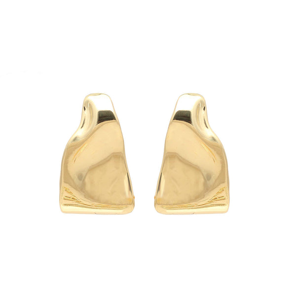 Gold-Plated Minimal Sculptural Stud Earrings with Smooth Polished Finish for Contemporary Everyday Elegance