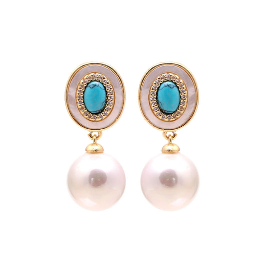 Turquoise & Pearl Oval Drops