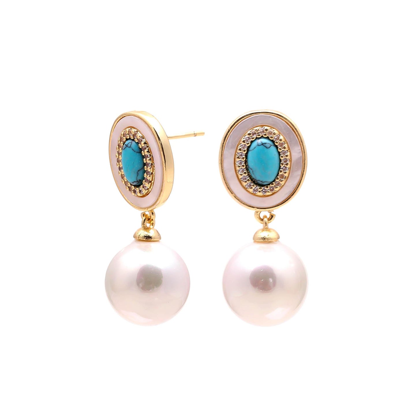 Turquoise & Pearl Oval Drops